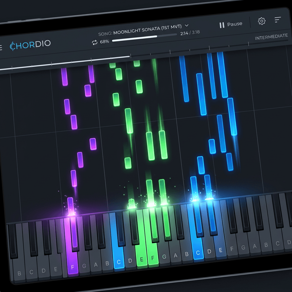 DreamPlay Learn app with falling notes mode